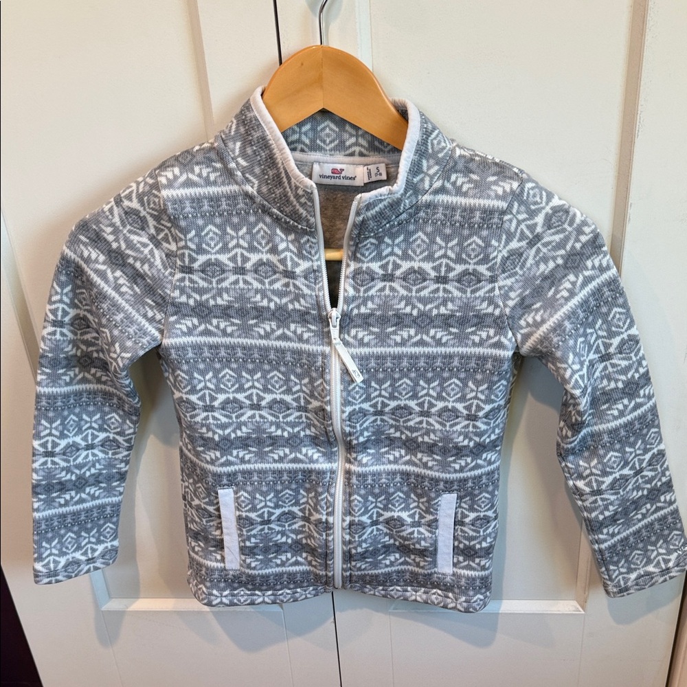 Vineyard vines Gray and White Patterned Zip-Up Jacket